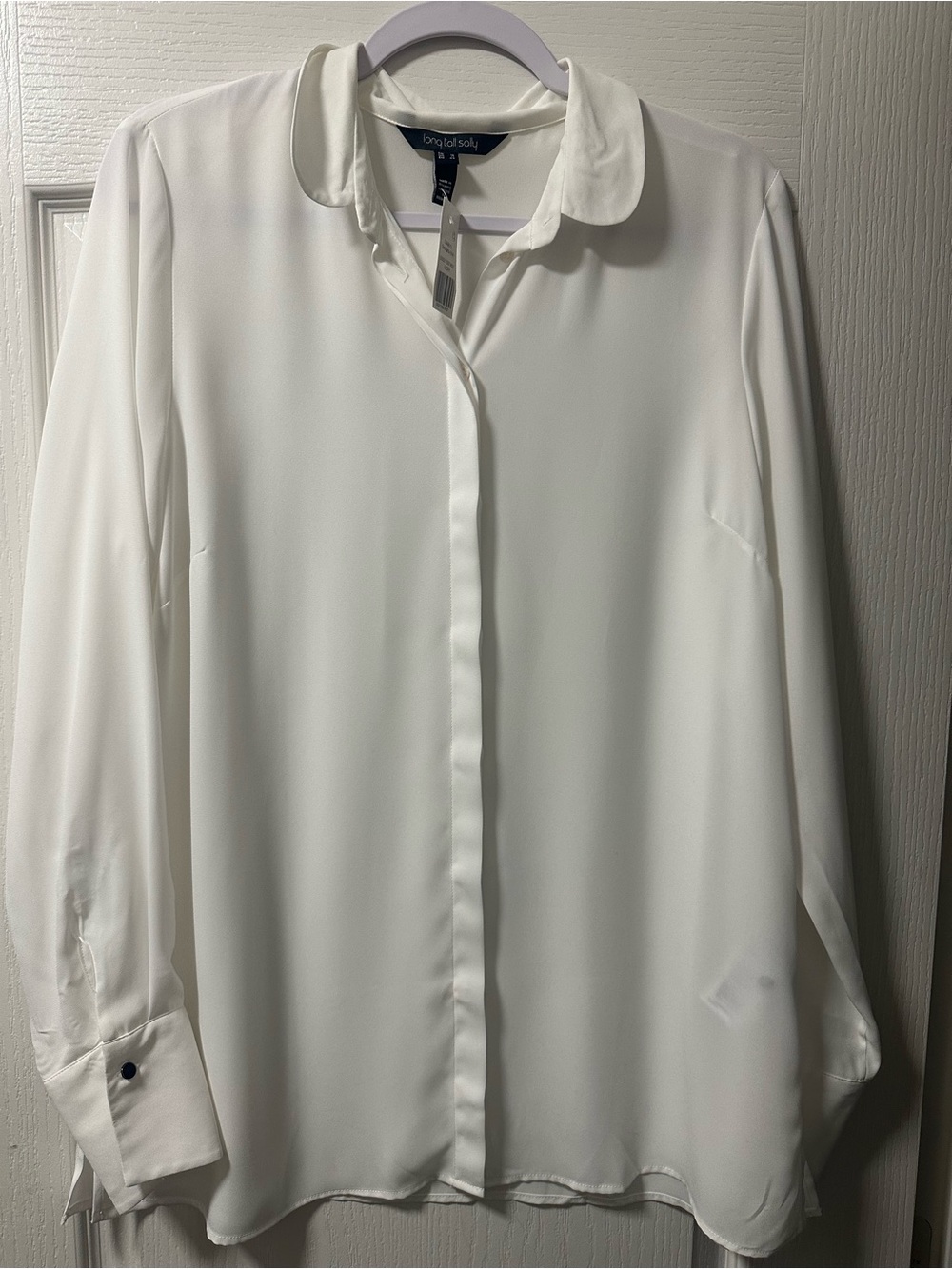 NWT Long Tall Sally Georgette Ivory Button Up Shirt 12
